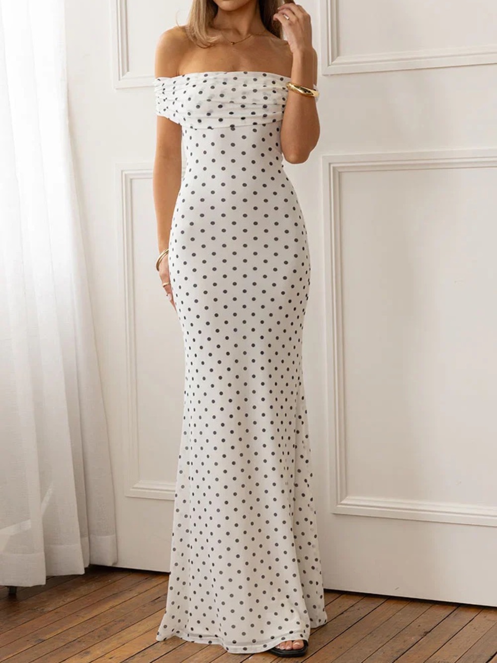 Beginning Boutique Cole White Polka Mesh Prom Dress Size 6